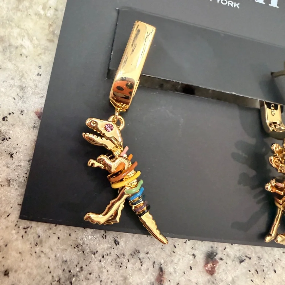 NWT Coach Skeletal Rexy Huggie Earrings - Picture 2 of 4